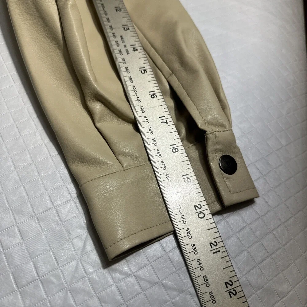 NWT Mittoshop Faux Leather Shacket Women's Size L Full Snap Button Front Pockets